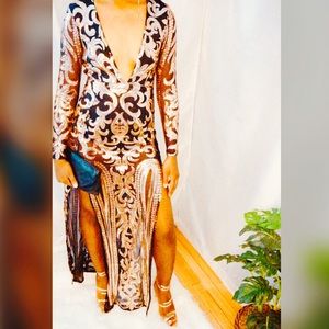 Black and Gold Evening Gown